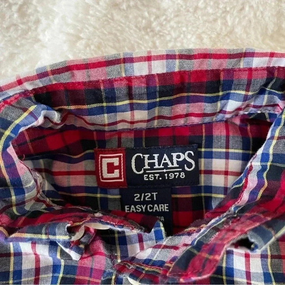 Chaps 2T red and blue plaid button down shirt - Picture 4 of 4